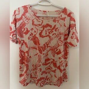 Danish brand Part Two Short Sleeve Crewneck Top in Peachy Floral Print Size M